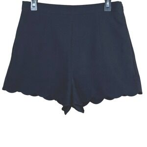 Urban Revivo Scalloped Hem High Waist‎ Dressy Black Shorts Size 6